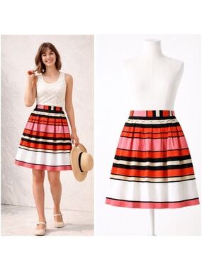 Anthro We Love Vera A Line Skirt Licorice Lanes Cotton Stripe Sz 10 Vera Neumann
